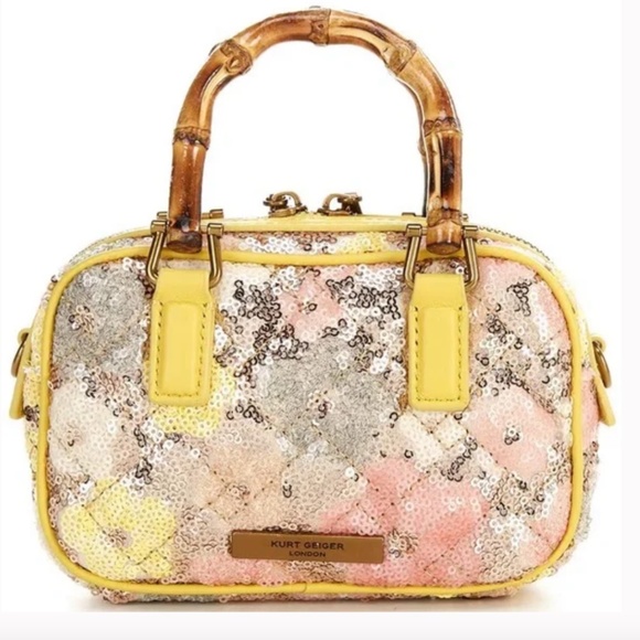 Kurt Geiger Extra Small Kensington Bamboo Handle Sequin Crossbody Bag Purse - Picture 2 of 11